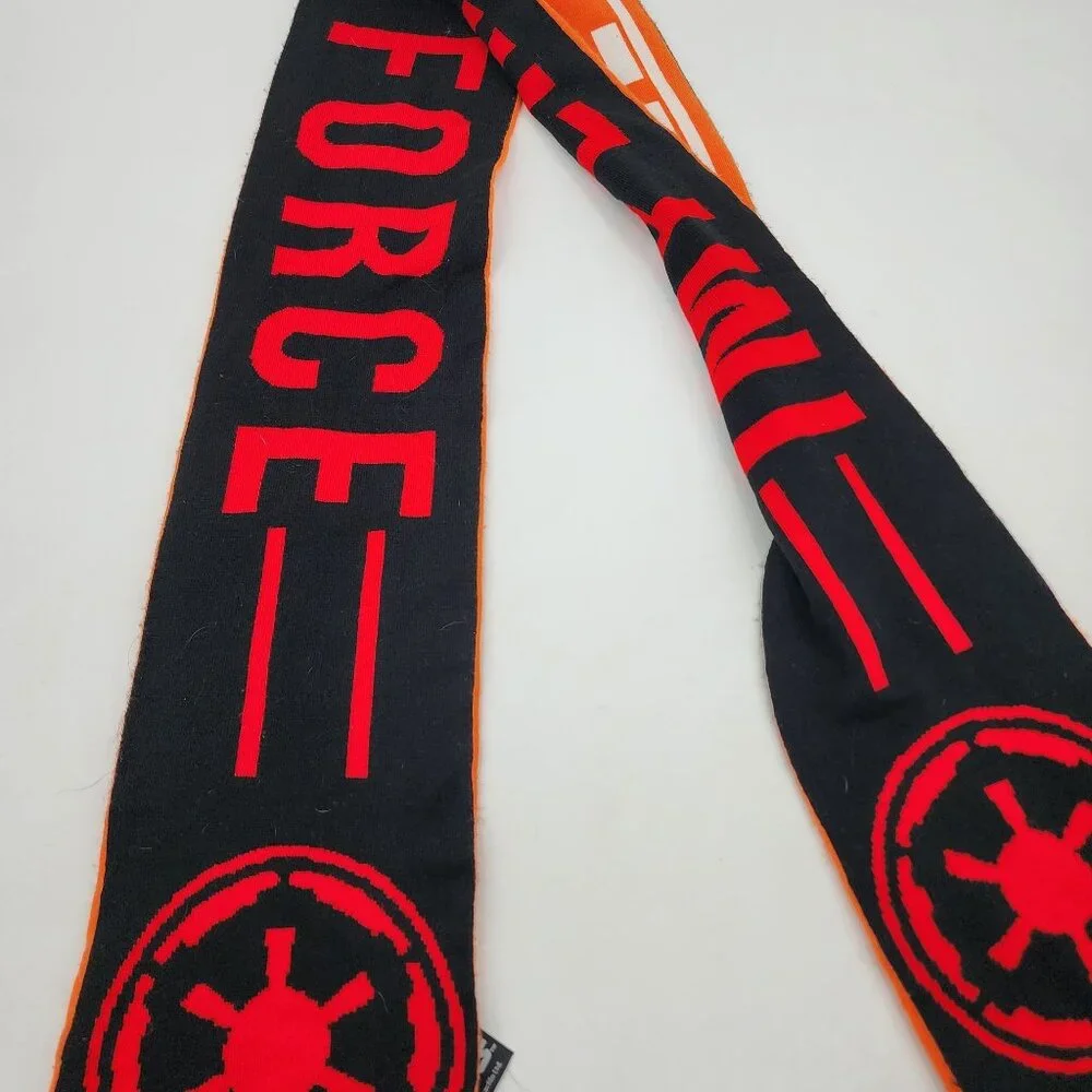 Star Wars Reversible Scarf Rebel vs Empire Logo Acrylic Knit One Size Black Oran